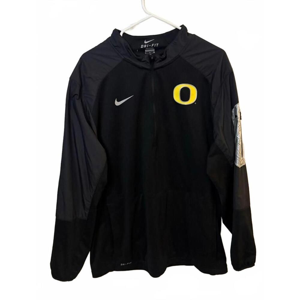 Nike Oregon Ducks Jacket Mens XL Black Dri Fit Full Zip Pullover NCAA